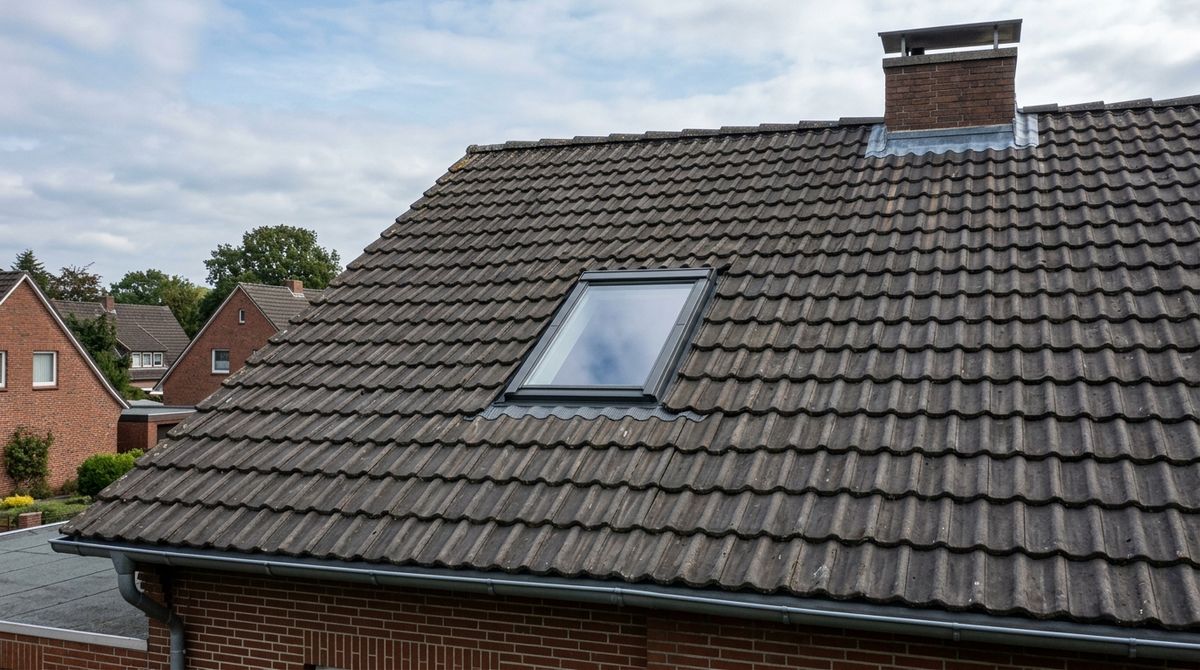 Dachdeckermeister tauscht VELUX Dachfenster auf einem Backstein-Altbau