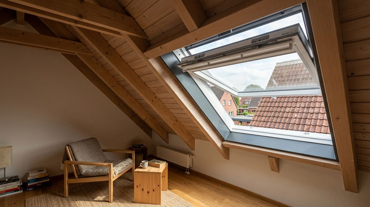Helles Dachgeschoss mit großem VELUX-Lichtband und VELUX-Sonnenröhre